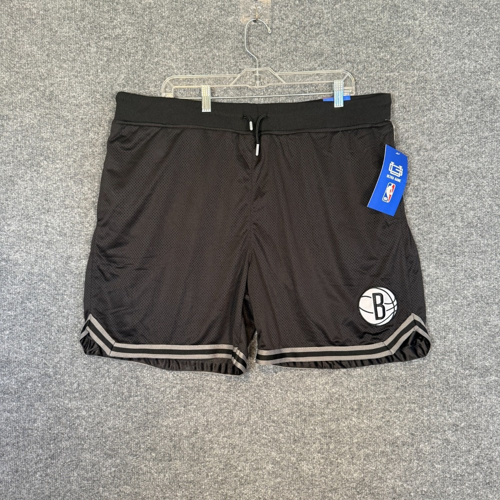 NBA Brooklyn Nets Basketball Shorts Mens 2XL XXL Black Ultra Game‎ NEW